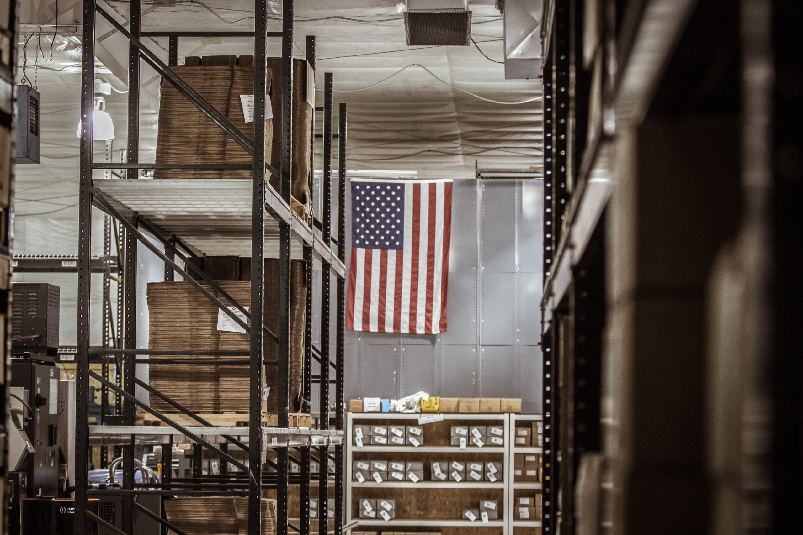 American Flag and Pallet Rack